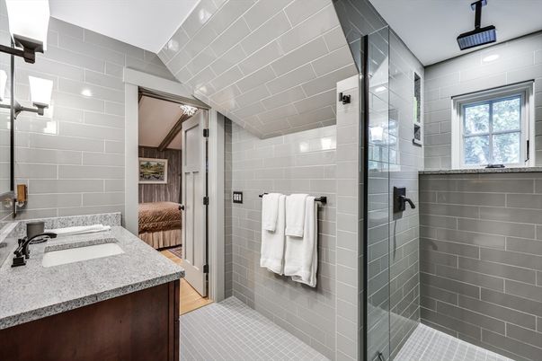 Bathroom, Glass Shower, Interior, Recessed Lighting