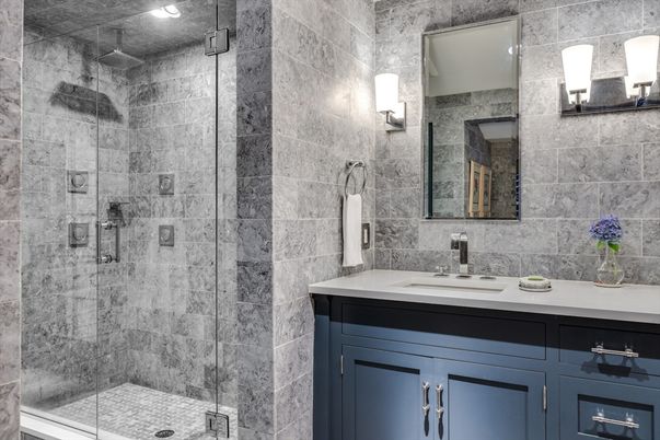 Bathroom, Glass Shower, Interior, Stone Walls