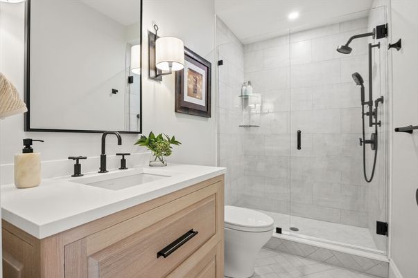 Bathroom, Glass Shower, Interior, Recessed Lighting