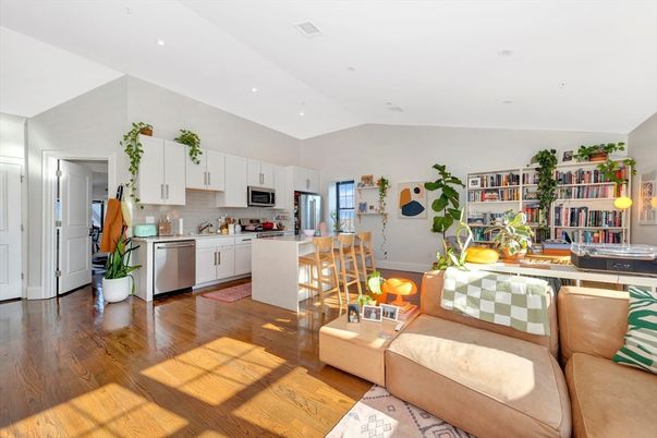 Dining room, Interior, Kitchen, Recessed Lighting, Stainless Steel Appliances, Wood Texture Flooring