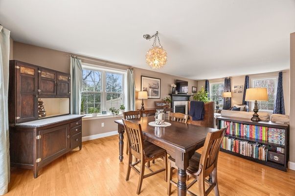 Chandelier, Dining room, Interior, Wood Texture Flooring