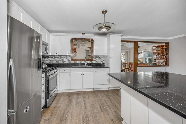 Interior, Kitchen, Stainless Steel Appliances, Wood Texture Flooring