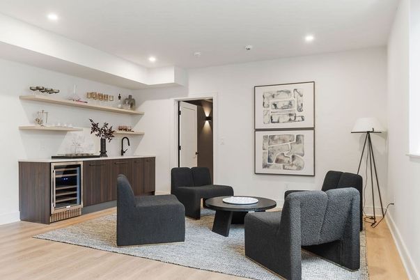 Interior, Living room, Recessed Lighting, Wood Texture Flooring