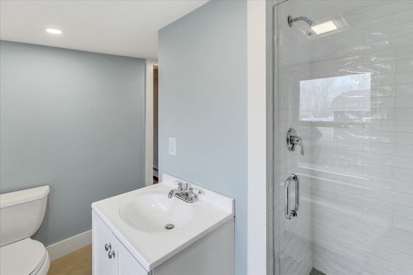 Bathroom, Glass Shower, Interior, Recessed Lighting