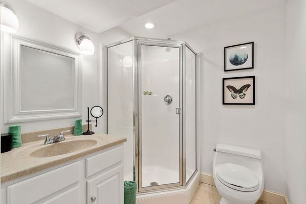 Bathroom, Glass Shower, Interior, Recessed Lighting