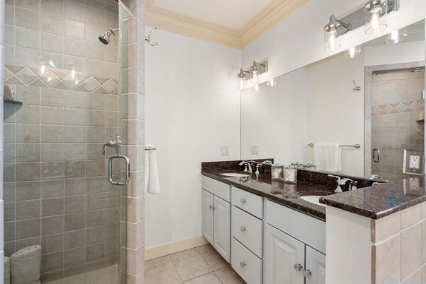 Bathroom, Dual Sink Vanities, Glass Shower, Interior