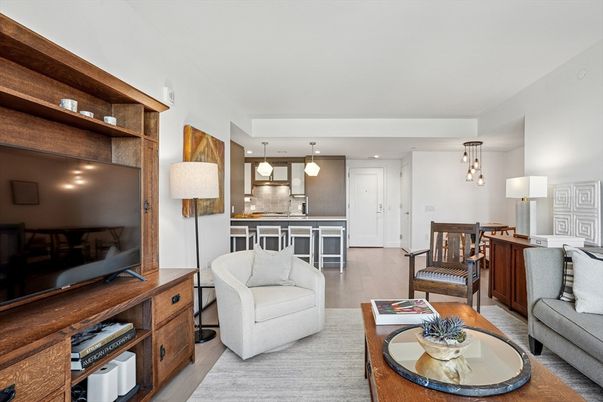 Interior, Kitchen, Living room, Pendant Lights, Recessed Lighting, Stainless Steel Appliances, Wood Texture Flooring