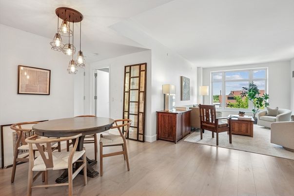 Dining room, Interior, Living room, Pendant Lights, Wood Texture Flooring