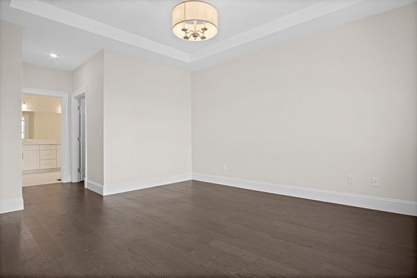 Chandelier, Empty room, Interior, Recessed Lighting, Wood Texture Flooring