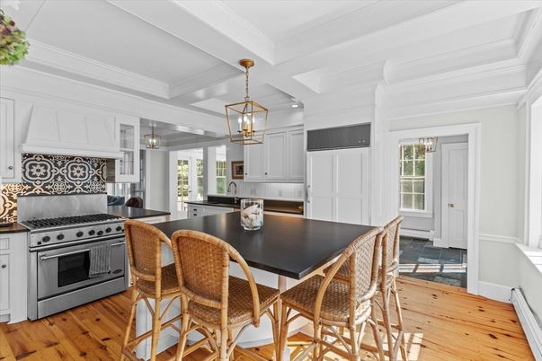 Interior, Kitchen, Pendant Lights, Stainless Steel Appliances, Wood Texture Flooring