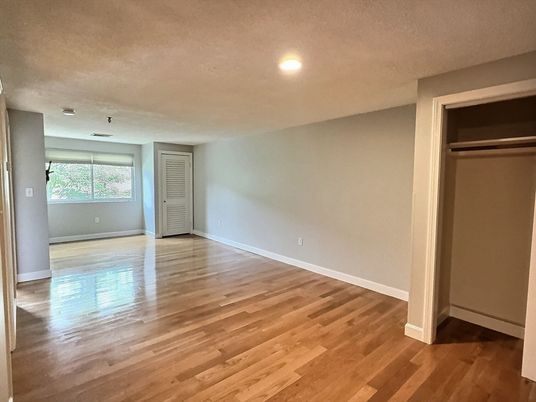 Empty room, Interior, Recessed Lighting, Wood Texture Flooring