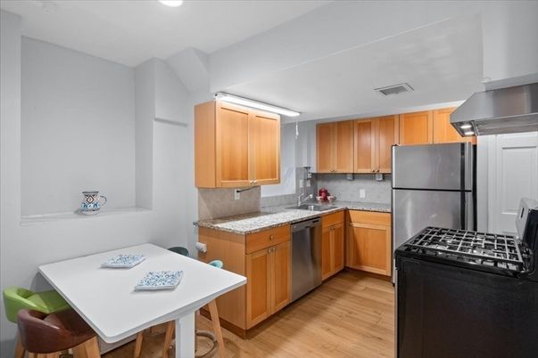 Interior, Kitchen, Recessed Lighting, Wood Texture Flooring