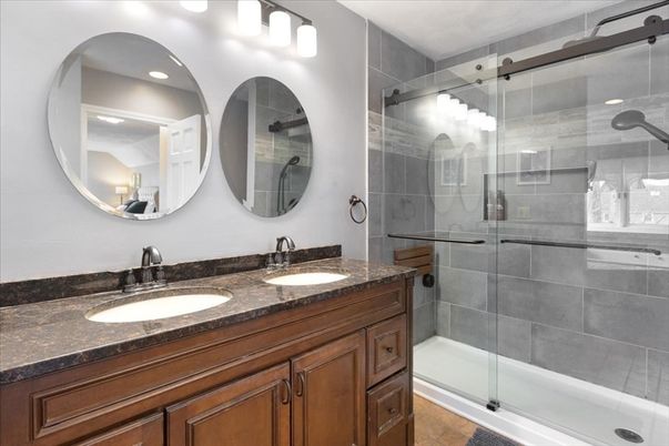 Bathroom, Dual Sink Vanities, Glass Shower, Interior