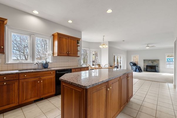 Chandelier, Fireplace, Interior, Kitchen, Recessed Lighting