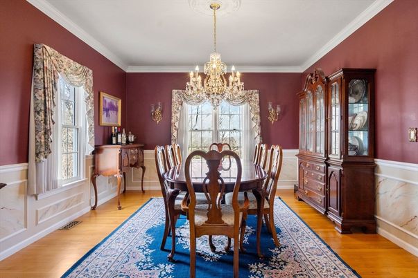 Chandelier, Dining room, Interior, Wood Texture Flooring