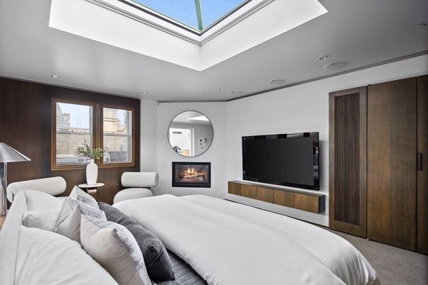 Bedroom, Fireplace, Interior, Recessed Lighting
