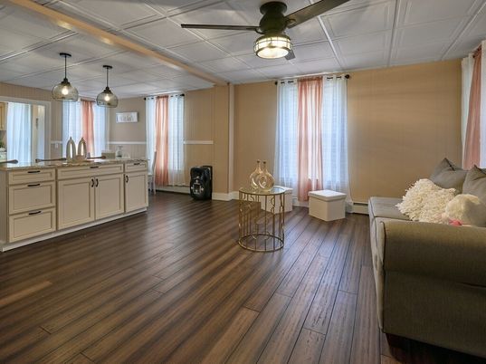 Interior, Kitchen, Pendant Lights, Wood Texture Flooring