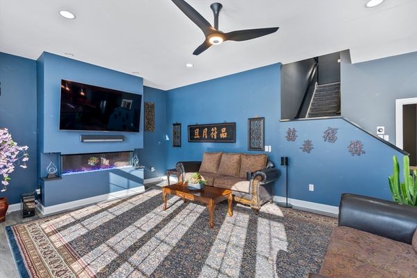 Fireplace, Interior, Living room, Recessed Lighting