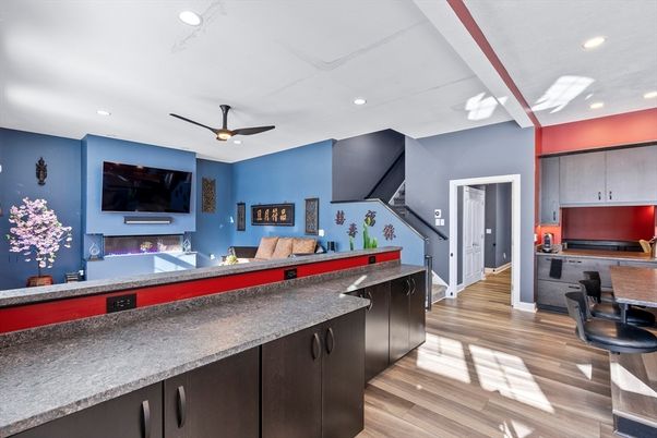 Interior, Kitchen, Recessed Lighting, Wood Texture Flooring