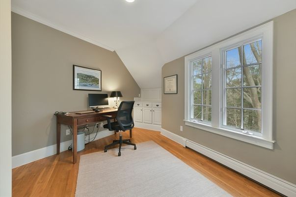 Home Office, Interior, Recessed Lighting, Wood Texture Flooring
