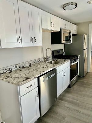 Interior, Kitchen, Stainless Steel Appliances, Wood Texture Flooring