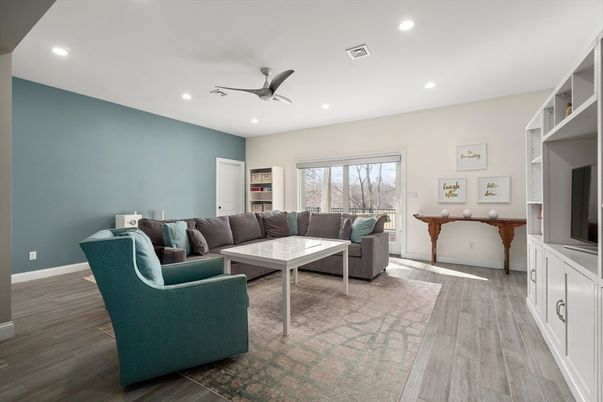 Interior, Living room, Recessed Lighting, Wood Texture Flooring