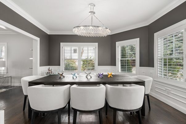 Chandelier, Dining room, Interior, Wood Texture Flooring