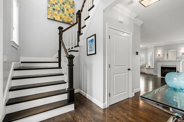 Fireplace, Interior, Recessed Lighting, Wood Texture Flooring