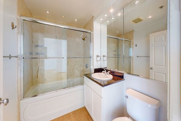Bathroom, Glass Shower, Interior, Recessed Lighting