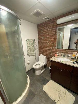 Bathroom, Glass Shower, Interior, Stone Walls