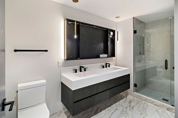 Bathroom, Glass Shower, Interior, Marble