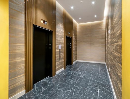 Elevator, Interior, Recessed Lighting, Wooden Walls
