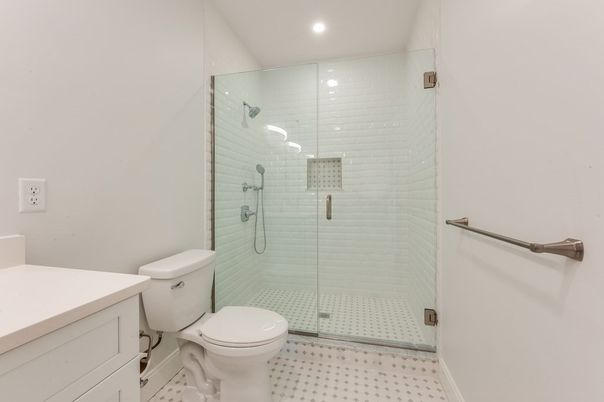 Bathroom, Glass Shower, Interior, Recessed Lighting