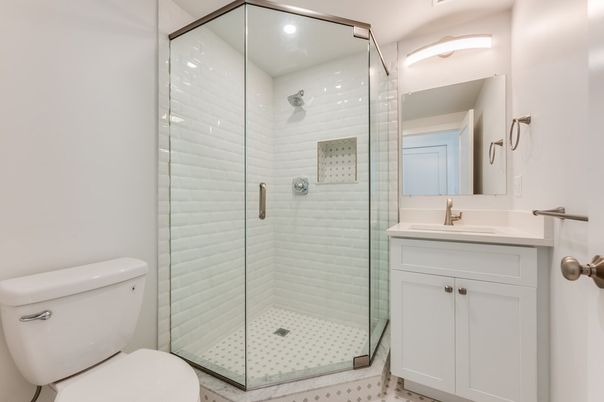 Bathroom, Glass Shower, Interior, Recessed Lighting