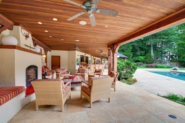 Exterior, Fireplace, Pool