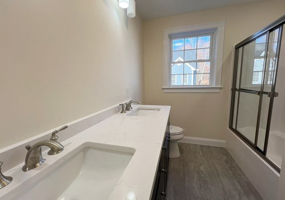 Bathroom, Dual Sink Vanities, Interior, Wood Texture Flooring