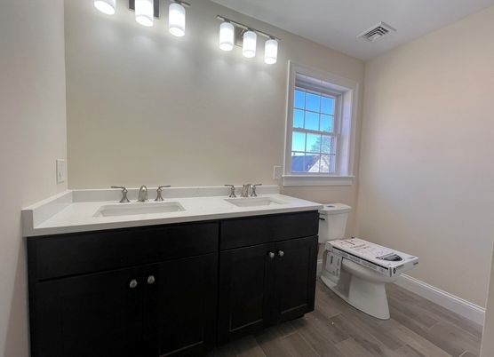 Bathroom, Dual Sink Vanities, Interior, Wood Texture Flooring