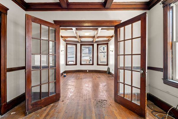 Empty room, Interior, Wooden Beams, Wood Texture Flooring