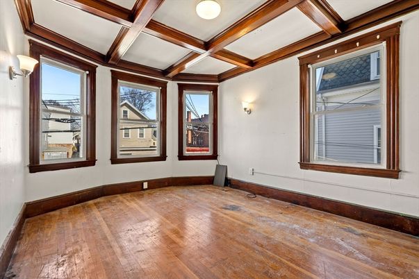 Empty room, Interior, Wooden Beams, Wood Texture Flooring