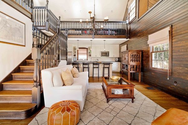 Interior, Kitchen, Living room, Pendant Lights, Wood Texture Flooring