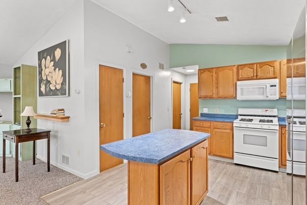 Interior, Kitchen, Recessed Lighting, Wood Texture Flooring