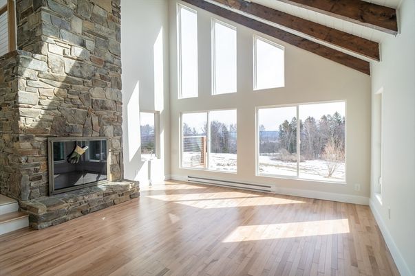 Fireplace, Interior, Stone Walls, Wooden Beams, Wood Texture Flooring