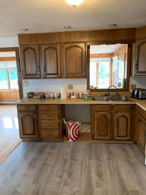 Interior, Kitchen, Recessed Lighting, Wood Texture Flooring