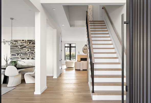 Interior, Pendant Lights, Recessed Lighting, Wood Texture Flooring