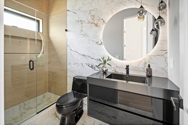 Bathroom, Glass Shower, Interior, Marble Walls
