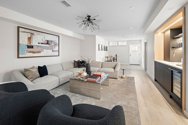 Interior, Living room, Recessed Lighting, Wood Texture Flooring