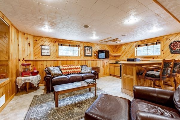 Interior, Living room, Recessed Lighting, Wooden Walls