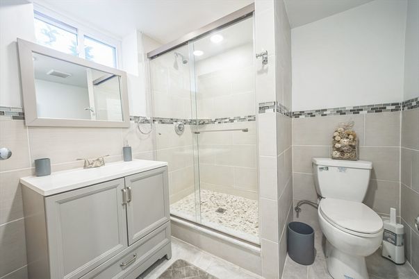 Bathroom, Glass Shower, Interior, Recessed Lighting