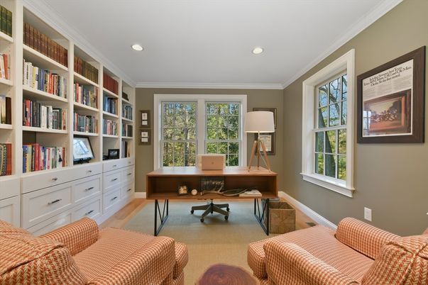Home Office, Interior, Recessed Lighting, Wood Texture Flooring