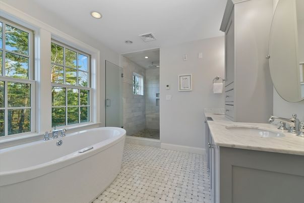 Bathroom, Dual Sink Vanities, Free Standing Baths, Glass Shower, Interior, Recessed Lighting